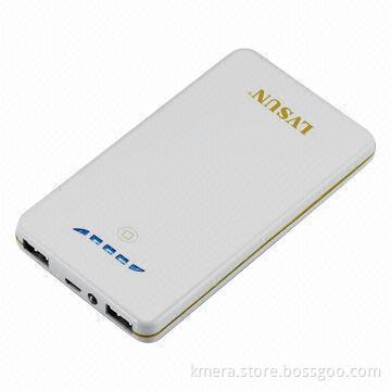 8,000mAh Mini Power Bank with Dual-USB Ports, Charges iPad and iPhone Simultaneously